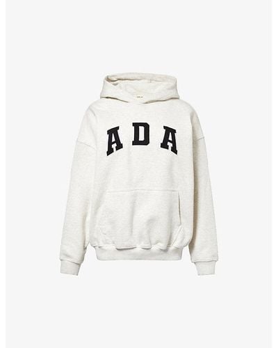 ADANOLA Logo-embroidered Relaxed-fit Cotton-jersey Hoody - White