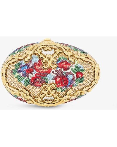 Judith Leiber Chamgne sunriseegg Filigree Savonnerie Crystal-embellished Gold-tone Metal Clutch Bag - Multicolour