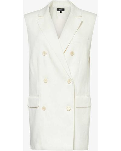 Theory Notch-lapel Double-breasted Linen-blend Waistcoat - White