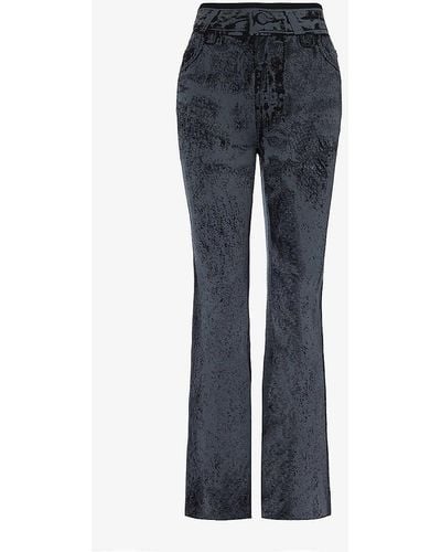 Ph5 Hazel Straight-leg High-rise Recycled Viscose-blend Knitted Trousers - Blue