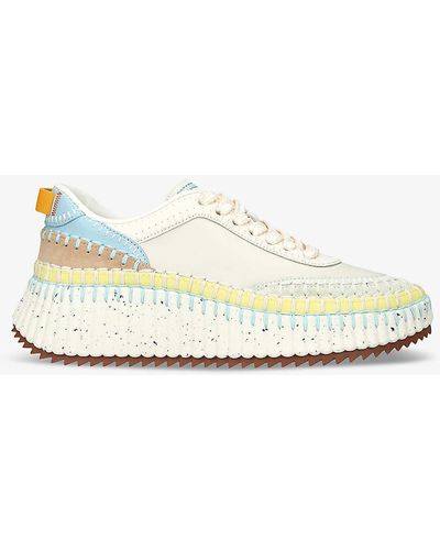 Chloé Nama Embroidered Leather Low-top Trainers - White