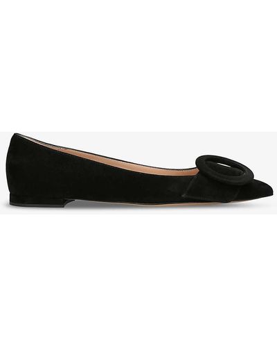 Gianvito Rossi Venezia Buckle-embellished Suede Court Shoes - Black