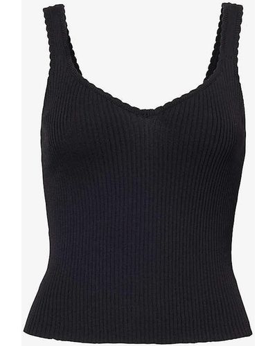PAIGE Odile Ribbed Knitted Top - Black