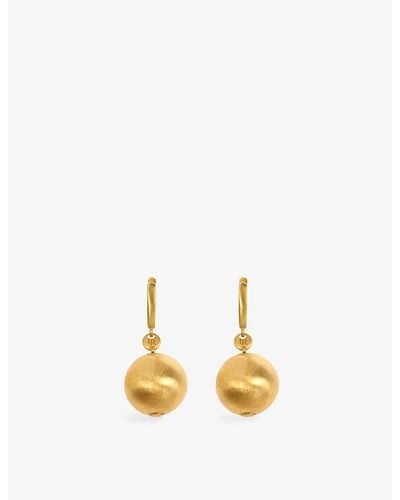Lauren Rubinski Brushed Ball 14ct Yellow-gold Earrings - Metallic