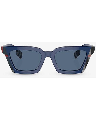 Burberry Be4392u Briar Rectangle-frame Acetate Sunglasses - Blue