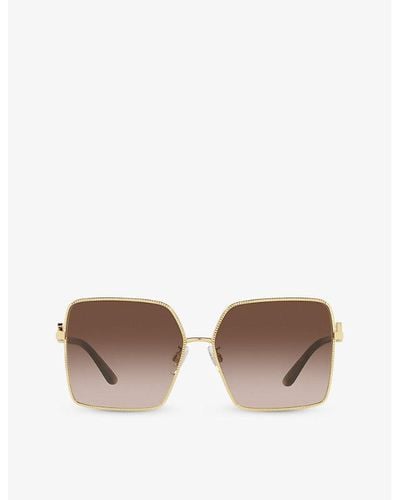 Dolce & Gabbana Dg2279 Square-frame Metal Sunglasses - Metallic