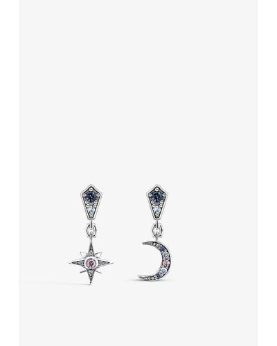 Thomas Sabo Royalty Star And Moon Sterling-silver And Zirconia Earrings - Metallic