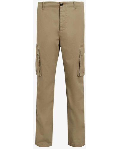 AllSaints Lewes Patch-pocket Slim-fit Stretch Organic-cotton Cargo Trousers - Natural
