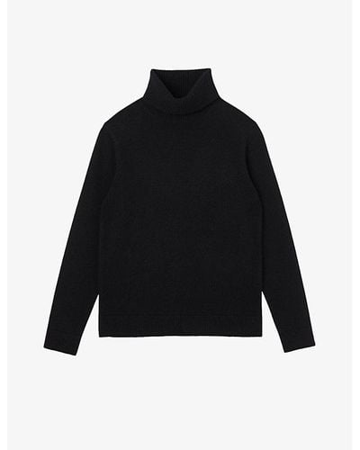 Sandro Turtleneck Knitted Wool-blend Sweater - Black