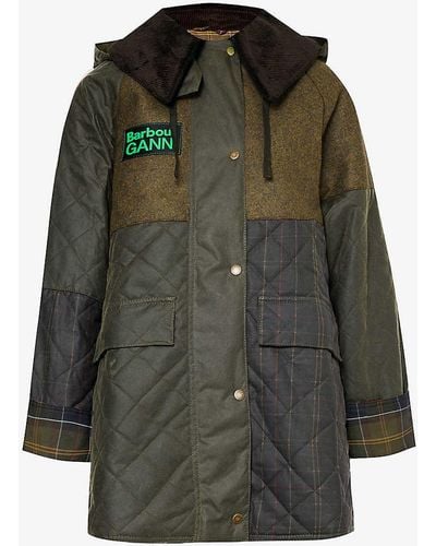 Barbour X Ganni Burghley Quilted Waxed Organic-cotton Jacket - Green