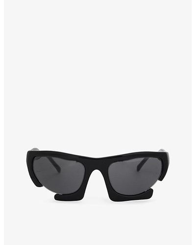HELIOT EMIL Axially Rectangle-frame Polyurethane Sunglasses - Black