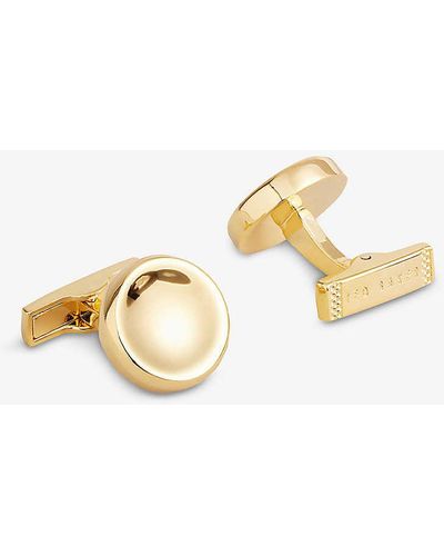 Ted Baker Curve Brand-engraved Brass-blend Cufflinks - Metallic