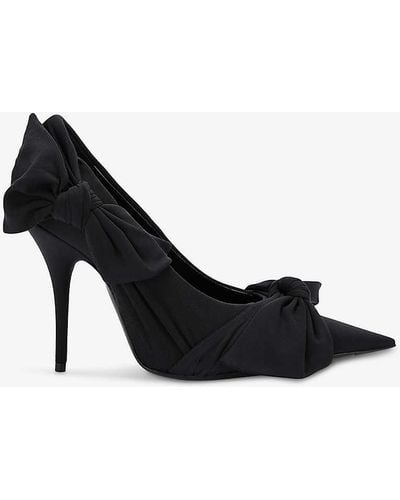 Balenciaga Knife Bow-embellished Velvet Courts - Black