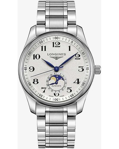 Longines L29094786 Master Stainless Steel Moon Phase Automatic Watch - White