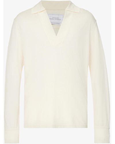 Bianca Saunders X Farah Represent Long-sleeved Cotton-pique Polo Shirt - White