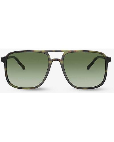 Dolce & Gabbana Dg4403 Pilot-frame Tortoiseshell Acetate Sunglasses - Green