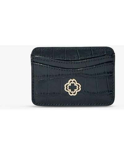 Maje Clover-embellished Mock-croc Leather Card Holder - Blue