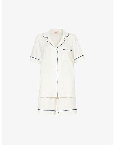 Eberjey Ivory Vy Gisele Relaxed-fit Stretch-woven Jersey Pajama Set - White