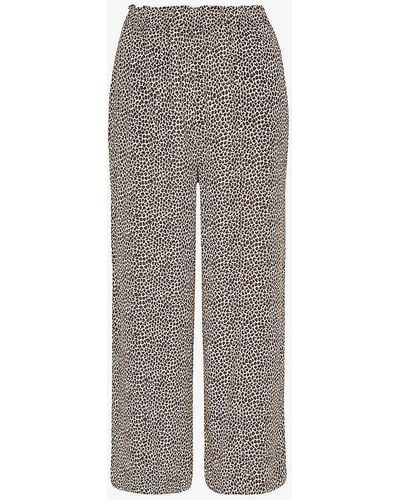 Whistles Leopard-print Elasticated-waist Woven Trousers - Grey