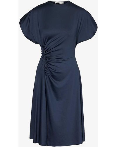 Victoria Beckham Crewneck Stretch-woven Midi Dress - Blue