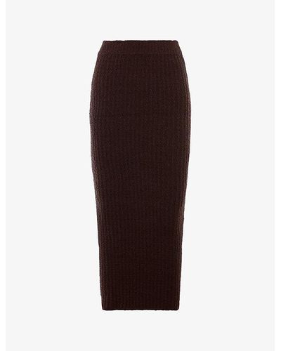 House Of Cb Sloane Bouclé-knit Cotton-blend Maxi Skirt - Brown