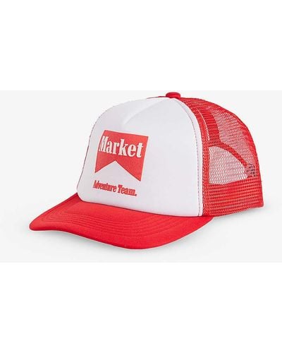 Market Adventure Team Brand-print Woven Baseball Cap - Red