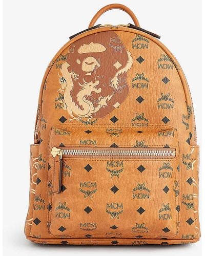 MCM X A Bathing Ape Stark Faux-leather Backpack - Brown