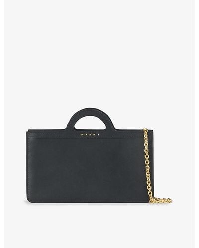 Marni Wallet Logo-print Leather Top Handle Bag - Black