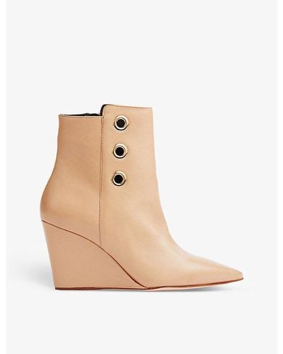 LK Bennett Brie Pointed-toe Leather Heeled Ankle Boots - Natural