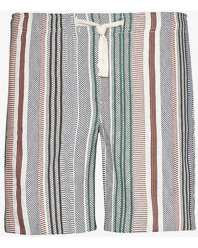 Orlebar Brown Alex Stripe-pattern Elasticated-waist Cotton Shorts - White