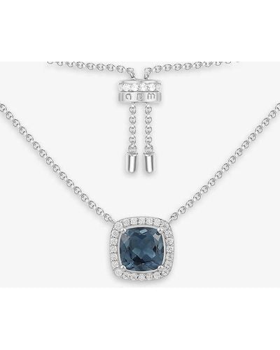 Apm Monaco Lumiere Adjustable Sterling- And Zirconia Pendant Necklace - Blue