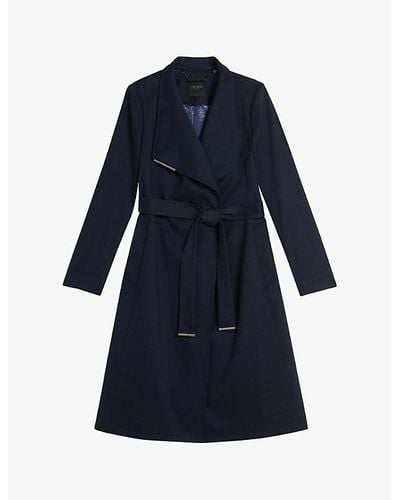 Ted Baker Rosina Wrap-front Belted Cotton Trench Coat - Blue