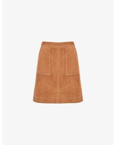 Ro&zo Contrast-stitch High-rise Suede Mini Skirt - Brown