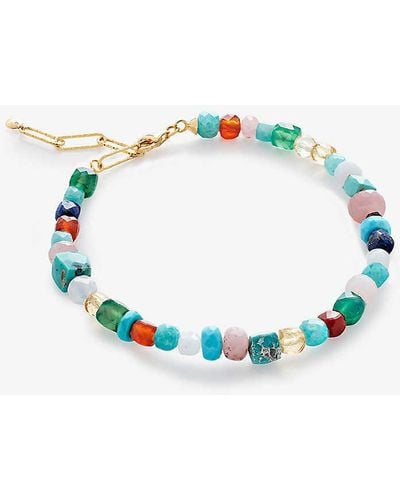 Monica Vinader Freedom 18ct -plated Vermeil Recycled Sterling-silver Beaded Bracelet - Blue