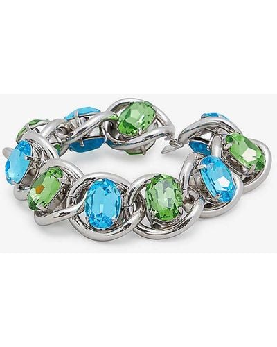 Marni Rhinestone-embellished Silver-tone Metal Bracelet - Blue