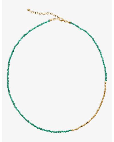 Monica Vinader Mini nugget 18ct Yellow Gold-plated Vermeil Sterling Silver And Onyx Necklace - Green