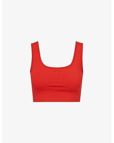 ADANOLA Ultimate Square-neck Stretch-woven Sport Bra - Red