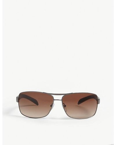 Prada Linea Rossa Ps54i Rectangle-frame Sunglasses - Brown