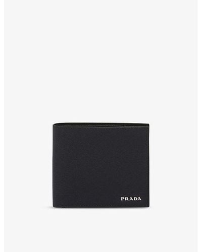 Prada Triangle-plaque Leather Wallet - Black