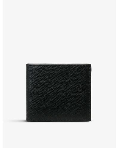 Smythson Panama Bi-fold Cross-grain Leather Wallet - Black