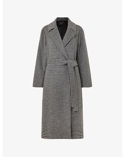 Whistles Celia Checked Wool-blend Coat - Gray