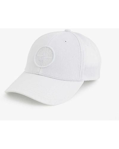 Stone Island Compass-motif Clasp-fastening Cotton Baseball Cap - White