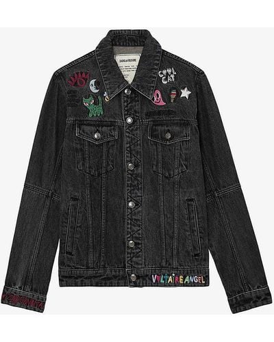 Zadig & Voltaire Kasy Motif-embroidered Relaxed-fit Denim Jacket - Black