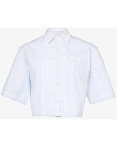 Sporty & Rich Cropped Cotton-poplin Shirt - White