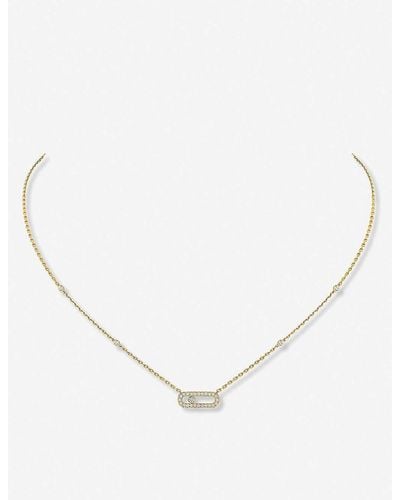 Messika Move Uno 18ct -gold And Pavé Diamond Necklace - Natural