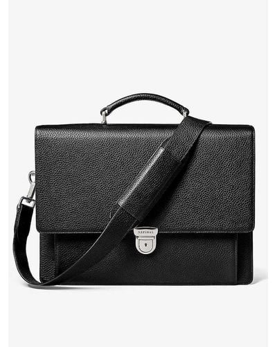 Aspinal of London City Grained-leather Messenger Bag - Black