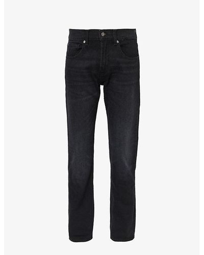 7 For All Mankind The Straight Blindside Faded-wash Straight-leg Stretch-denim Jeans - Black