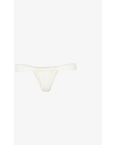 House Of Cb Athens Ruched High-rise Bikini Bottoms - White