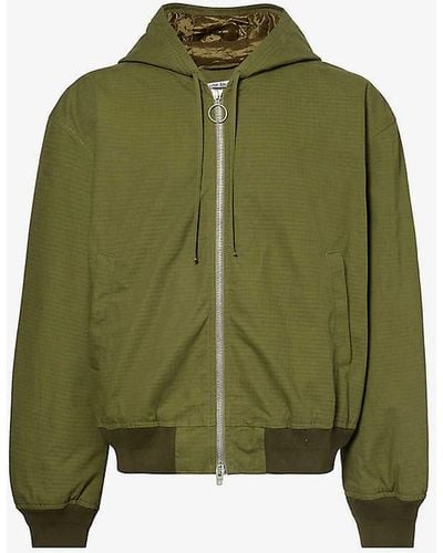 Acne Studios Padded Relaxed-fit Cotton-canvas Hooded Bomber Jacket - Green