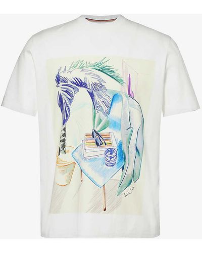 Paul Smith Graphic-print Cotton-jersey T-shirt - Blue